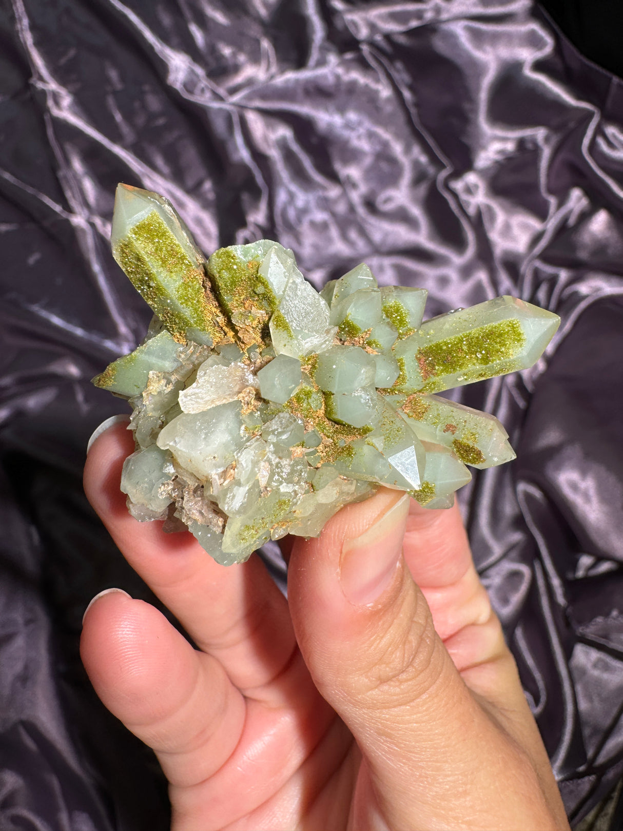 Druzy Epidote Quartz Cluster