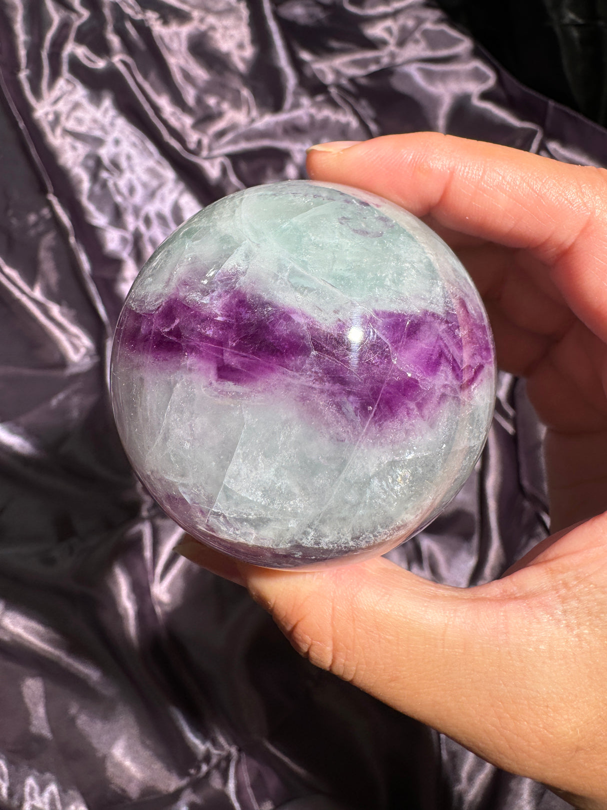 Repaired Minty Magenta Fluorite Sphere