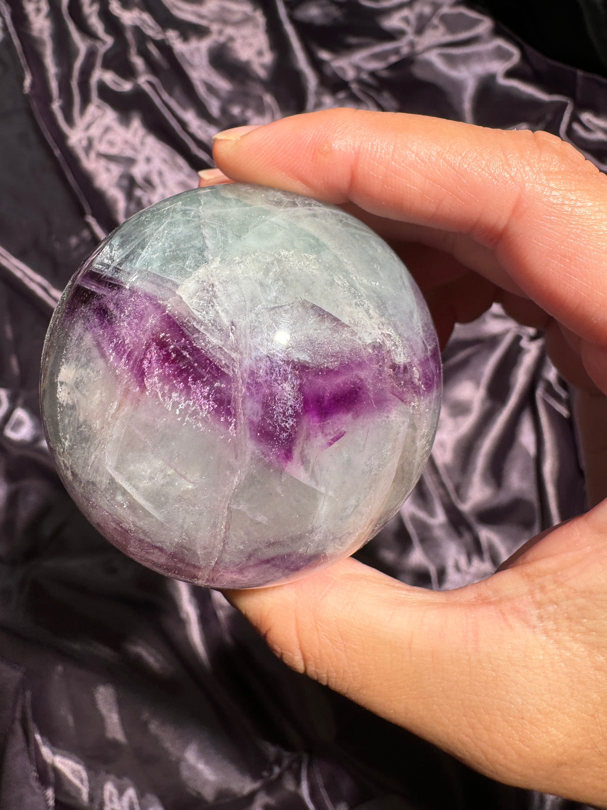 Repaired Minty Magenta Fluorite Sphere