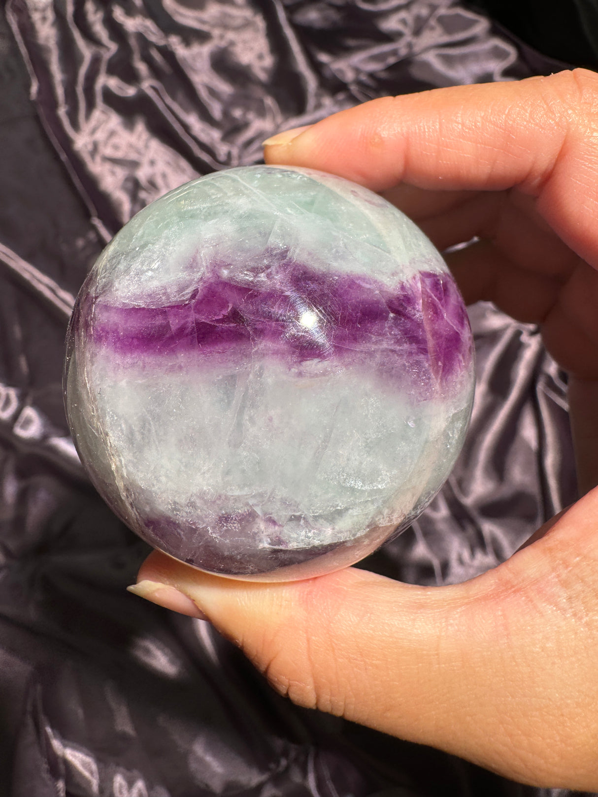 Repaired Minty Magenta Fluorite Sphere