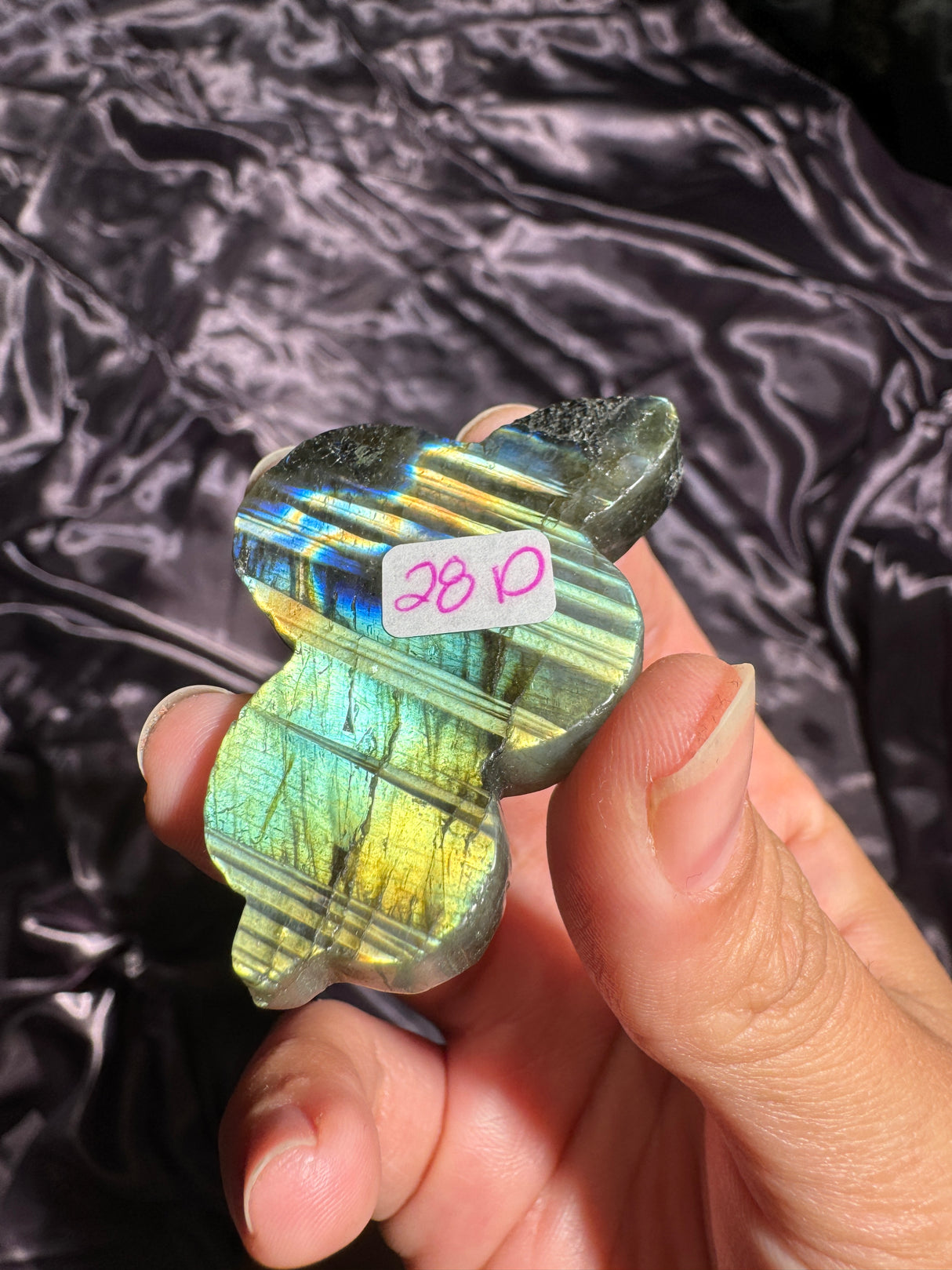 Flashy Labradorite Snake Carving