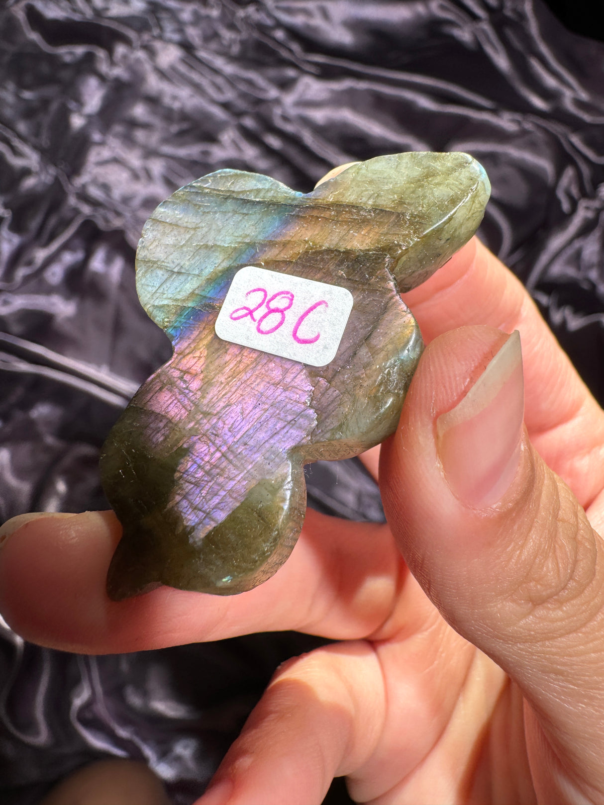 Flashy Gold Labradorite Snake Carving