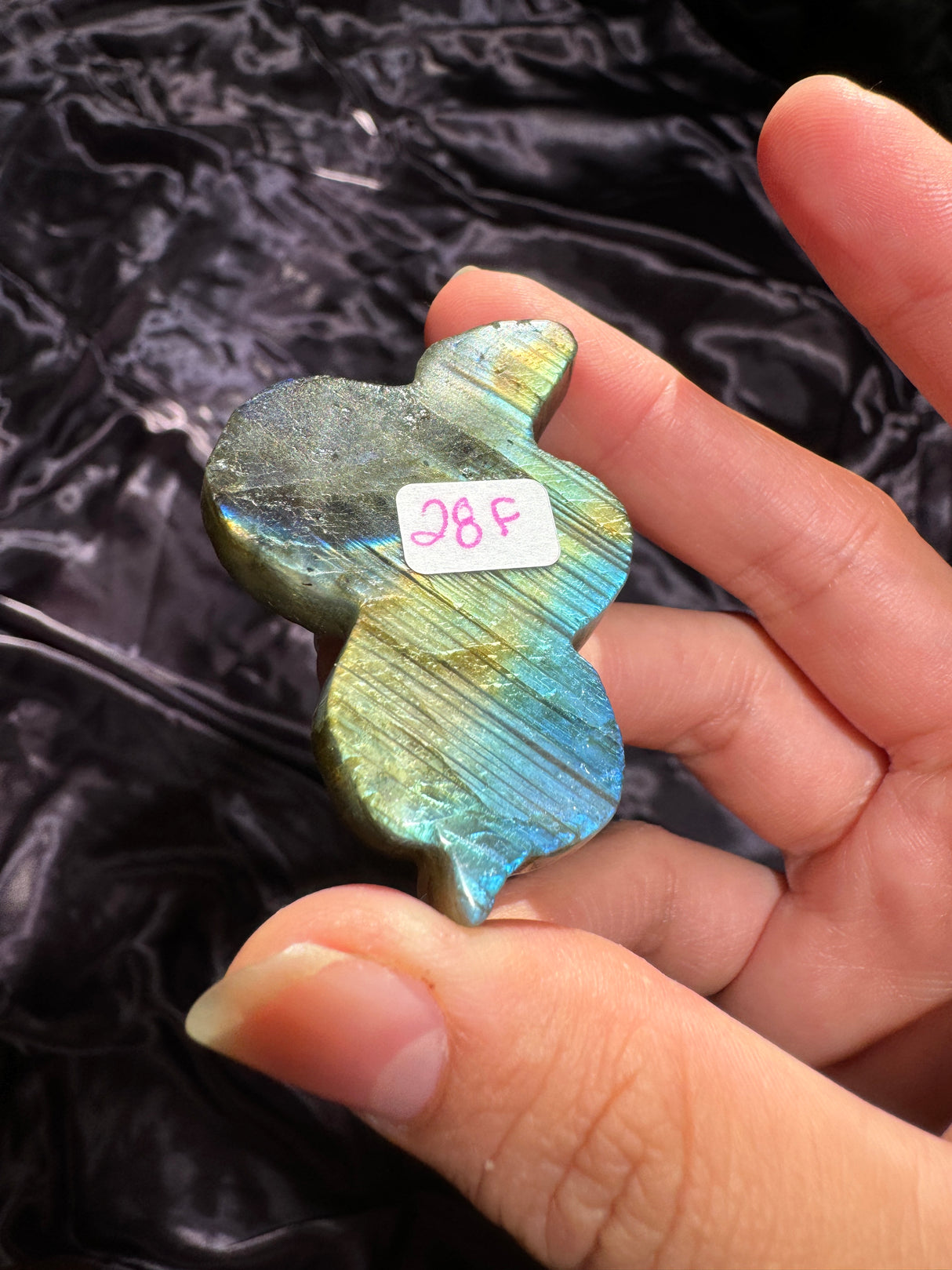 Flashy Labradorite Snake Carving