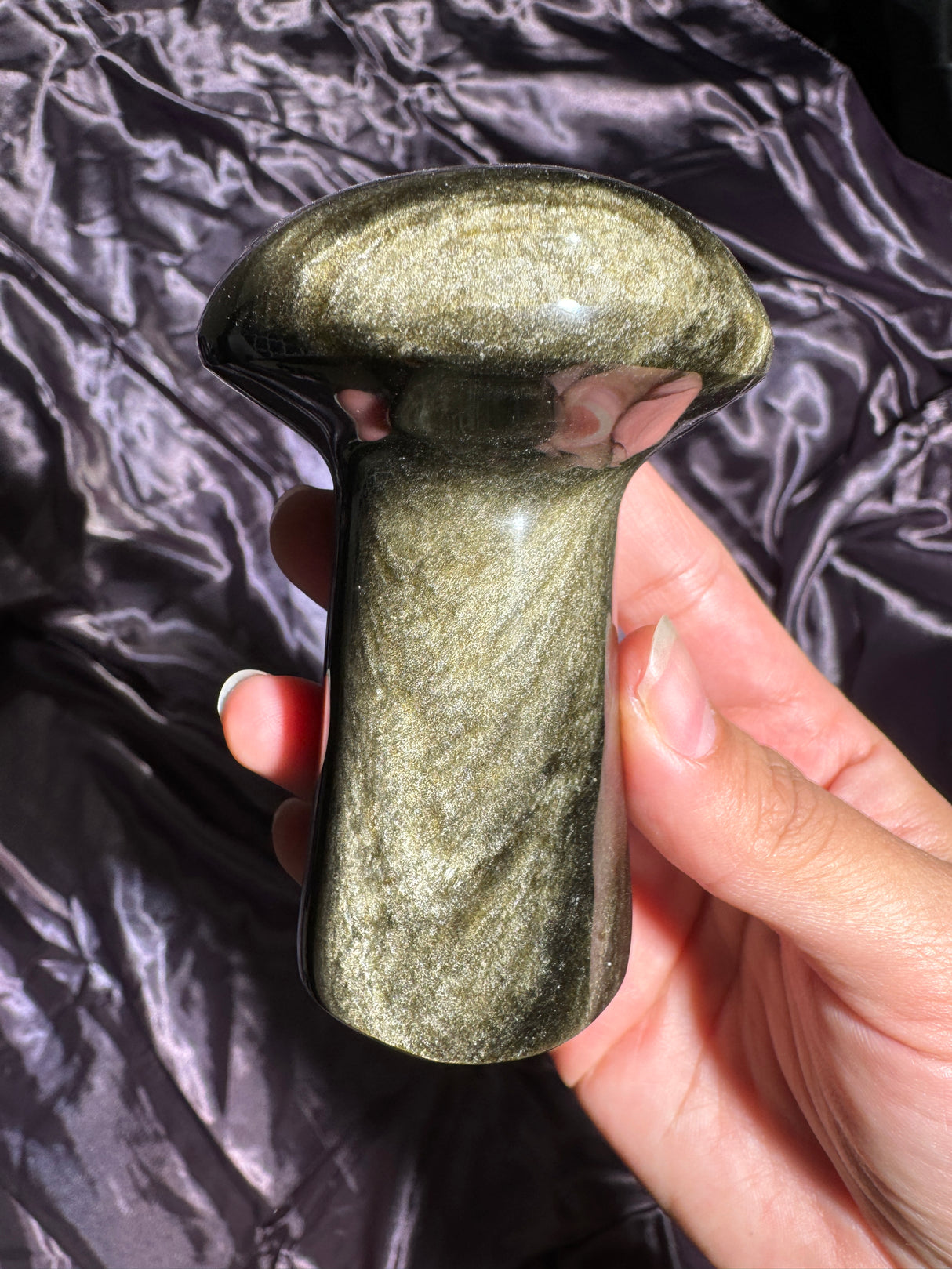 Gold Sheen Obsidian Mushroom