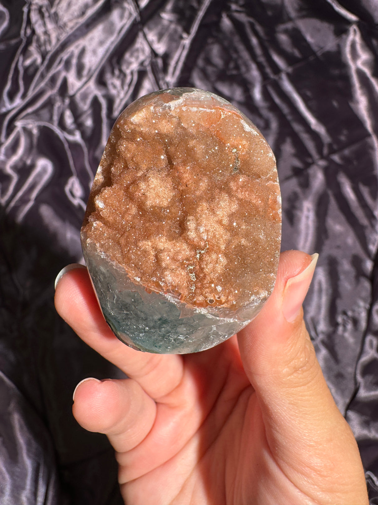 Orange Druzy Rainbow Amethyst Cut Base