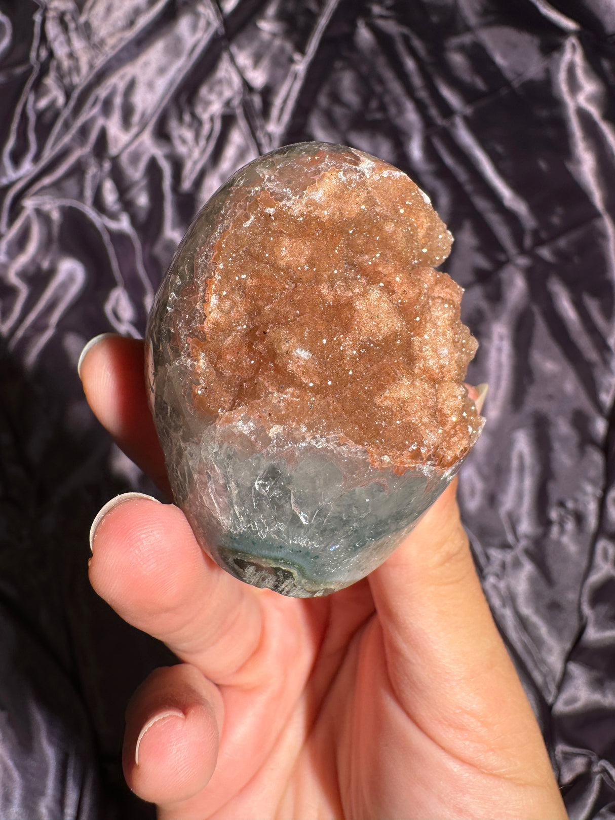 Orange Druzy Rainbow Amethyst Cut Base