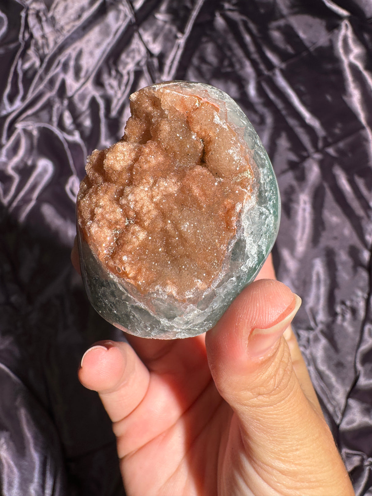 Orange Druzy Rainbow Amethyst Cut Base