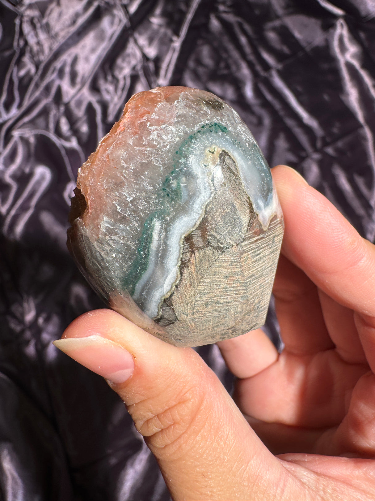 Orange Druzy Rainbow Amethyst Cut Base