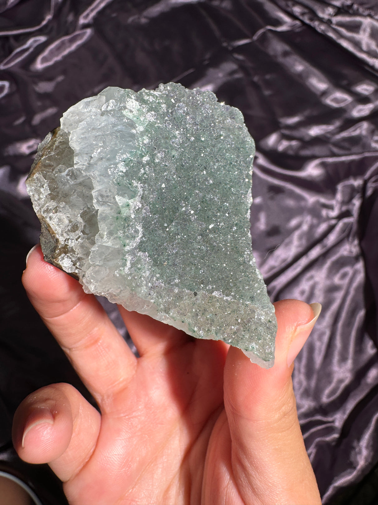 Raw Druzy Green Rainbow Amethyst Cluster