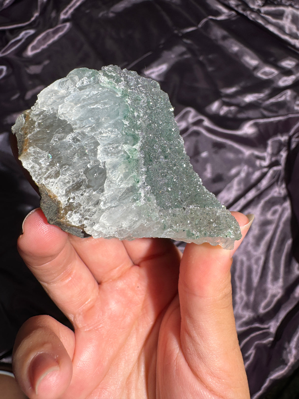 Raw Druzy Green Rainbow Amethyst Cluster