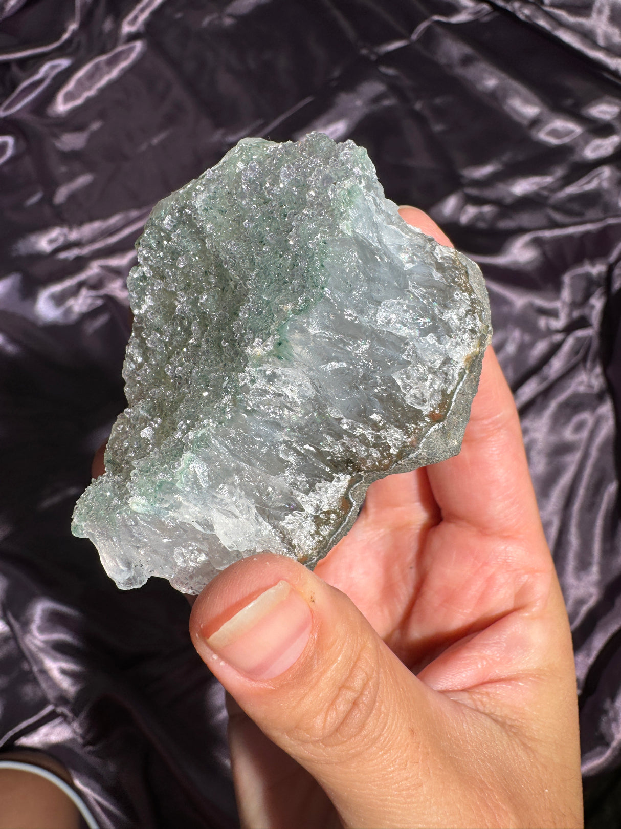 Raw Druzy Green Rainbow Amethyst Cluster