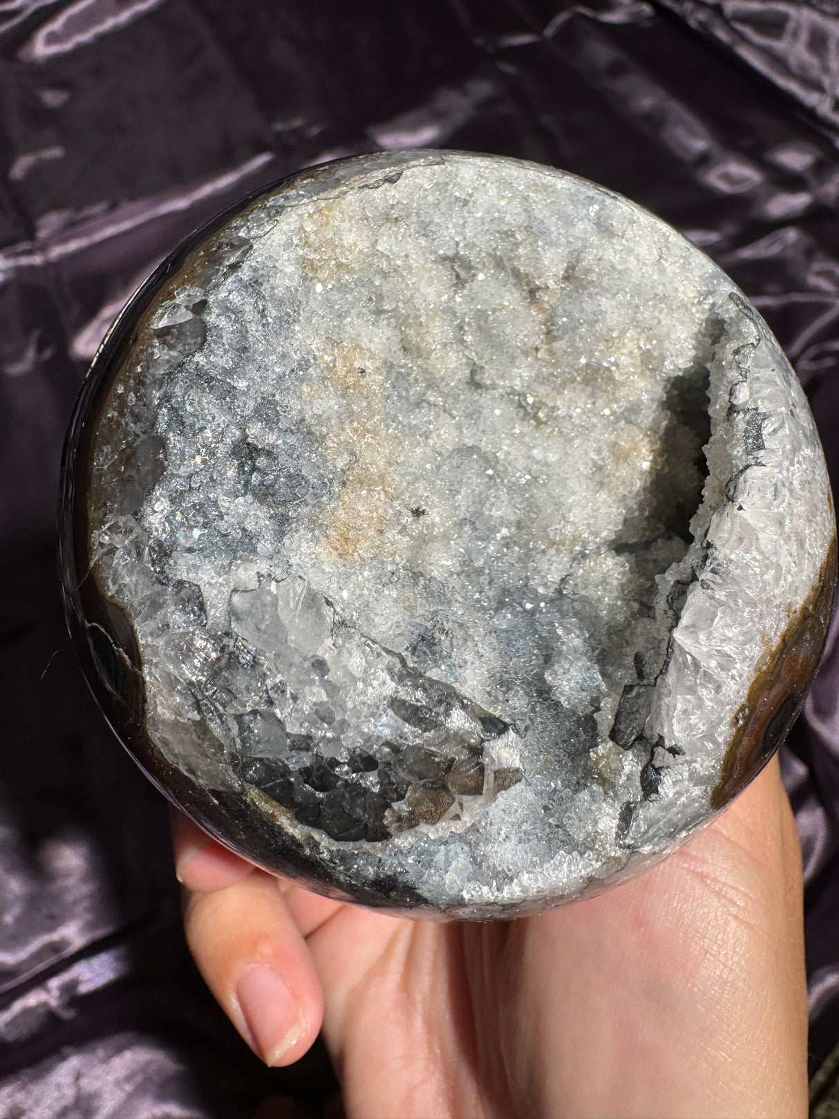 Druzy Agate Sphere with Colorful Banding