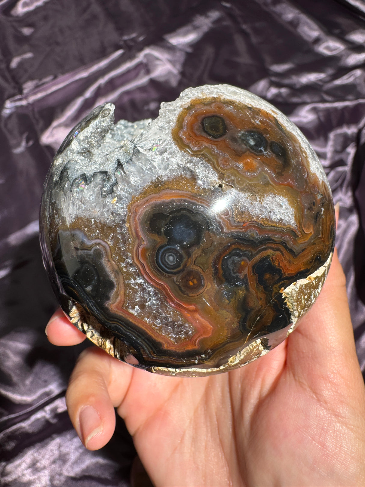 Druzy Agate Sphere with Colorful Banding