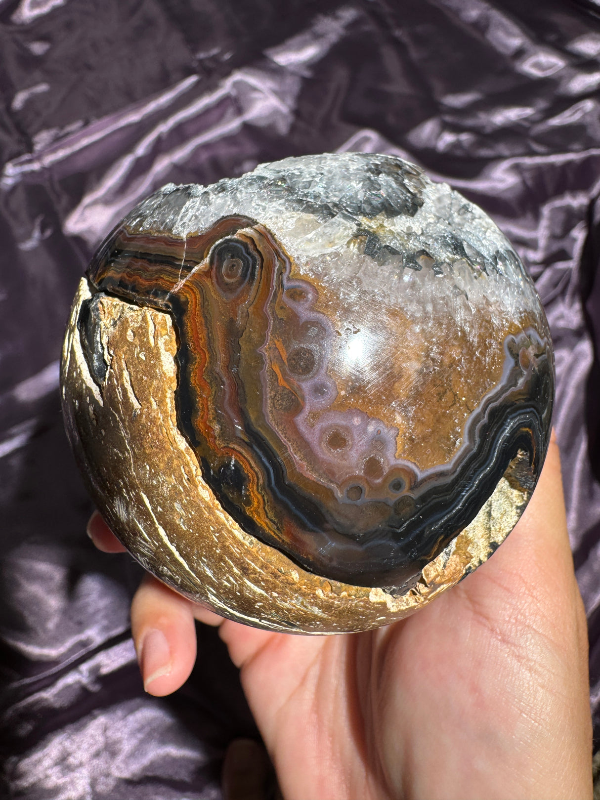 Druzy Agate Sphere with Colorful Banding