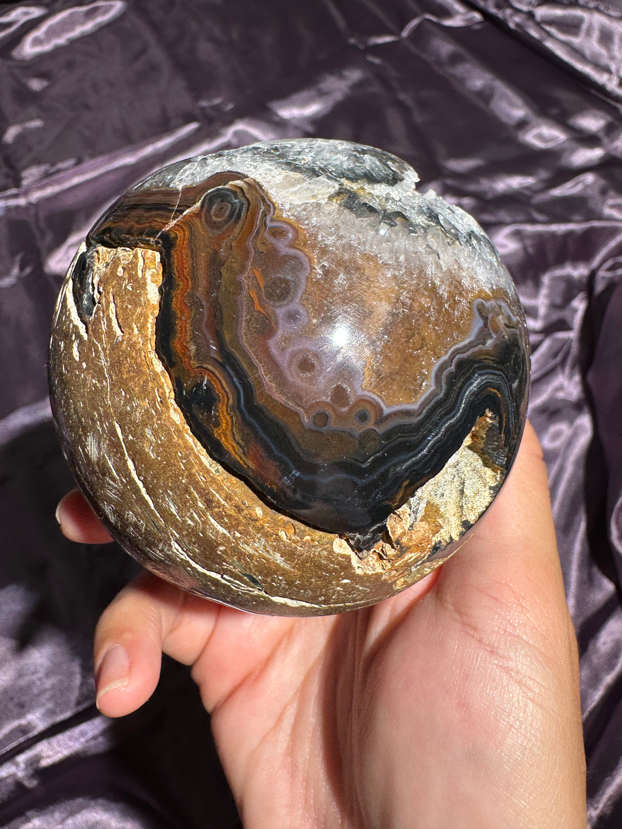 Druzy Agate Sphere with Colorful Banding
