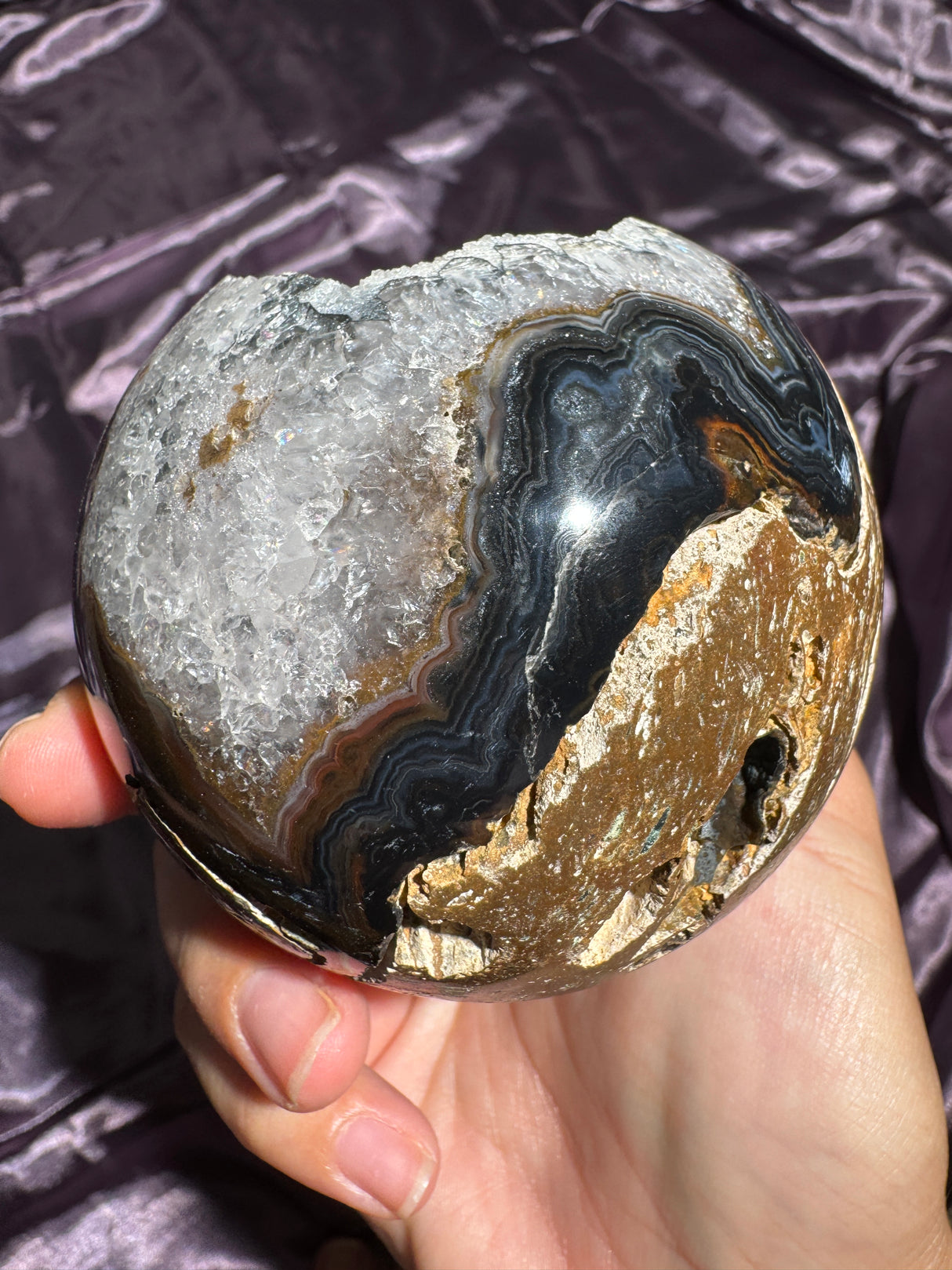 Druzy Agate Sphere with Colorful Banding