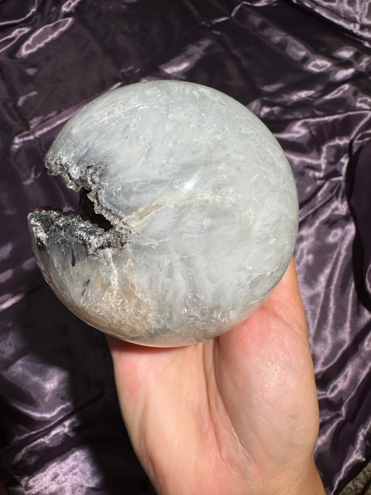 Druzy Black Amethyst Sphere with Quartz