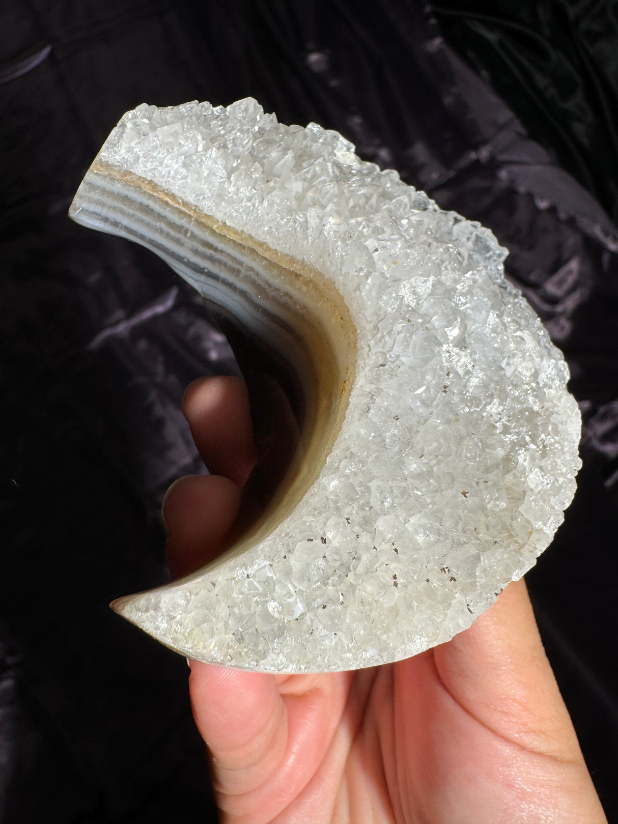 Quartzy Agate Moon Carving