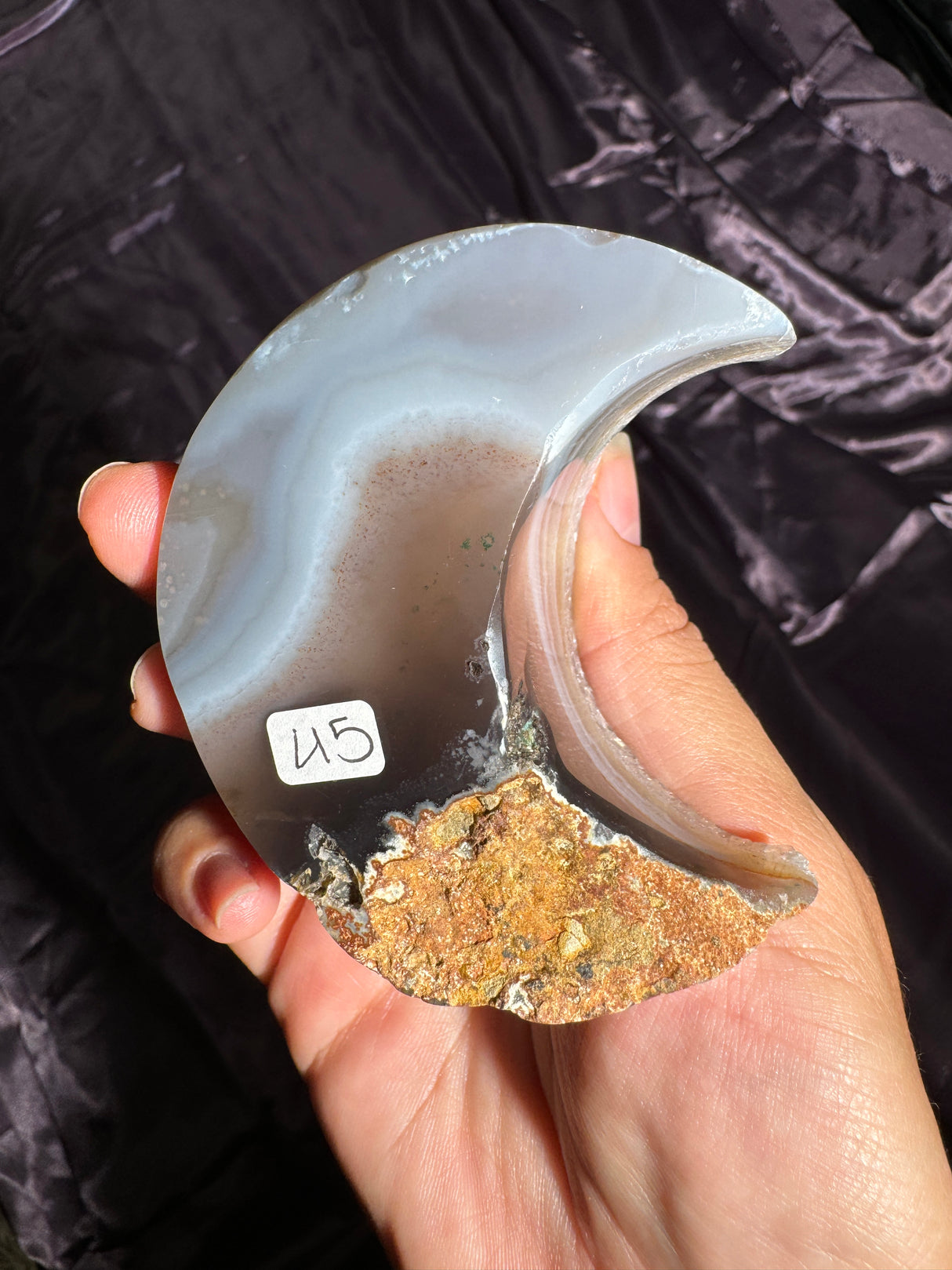 Quartzy Agate Moon Carving