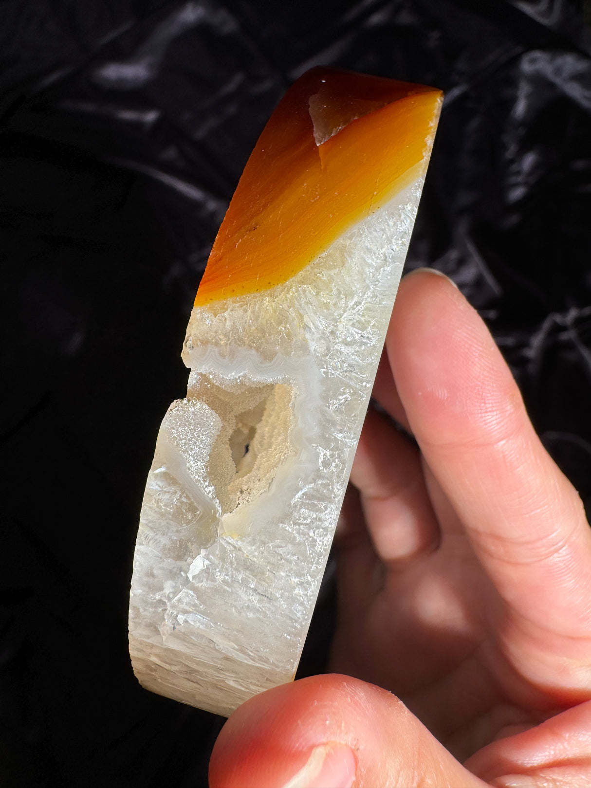 Druzy Autumn Agate Moon Carving