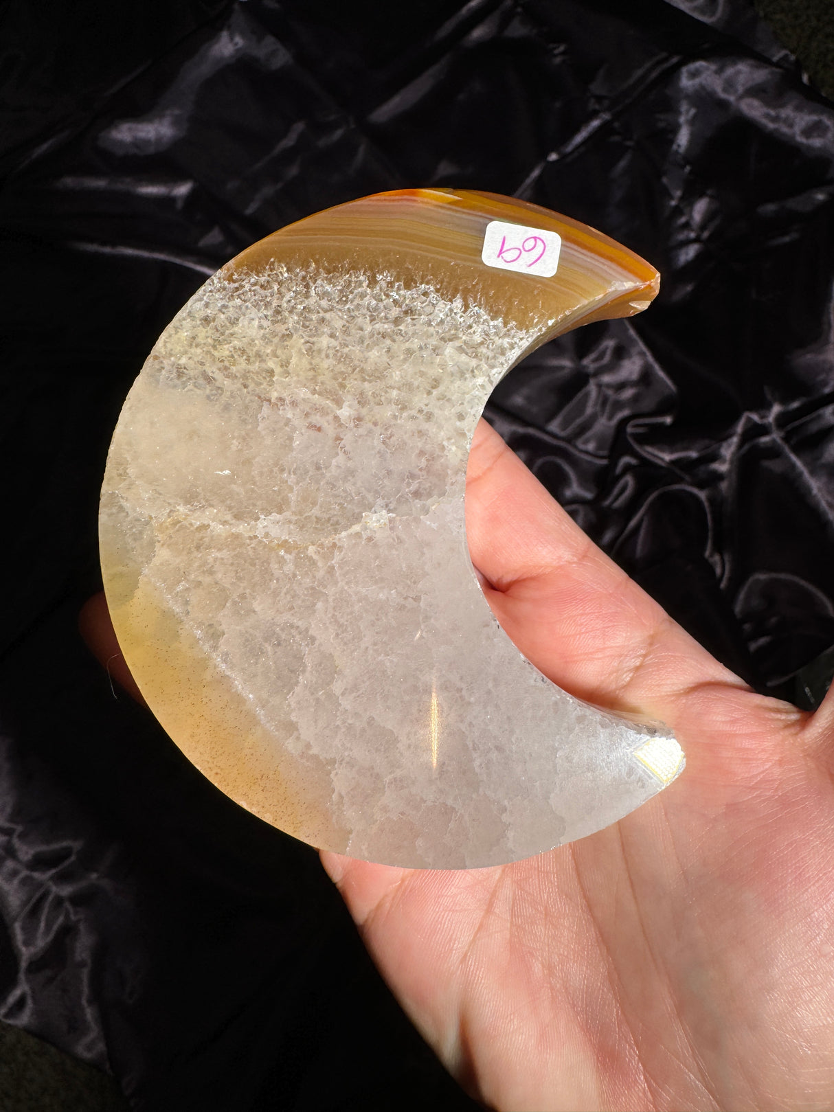 Druzy Autumn Agate Moon Carving