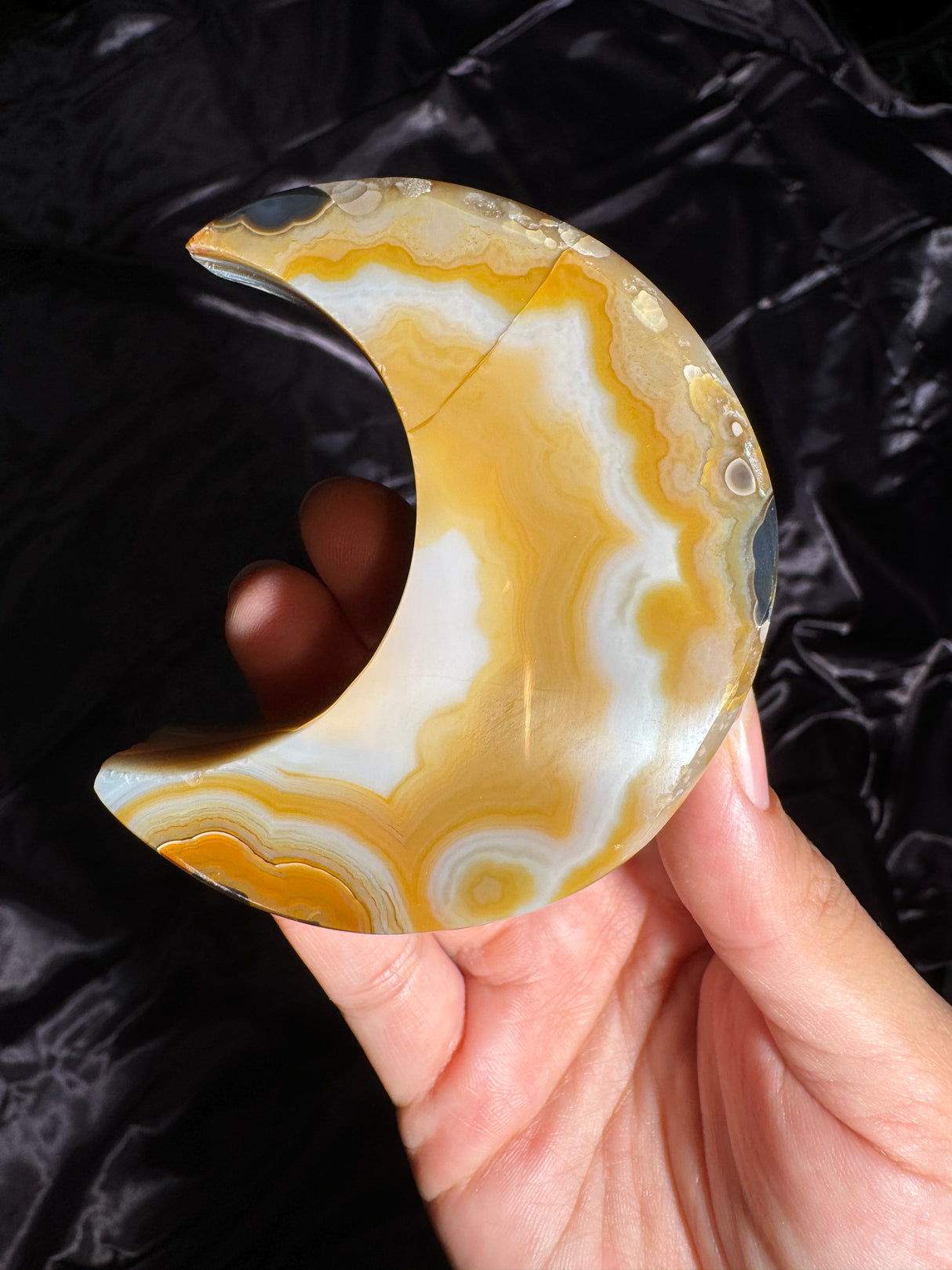 Funky Agate Moon Carving