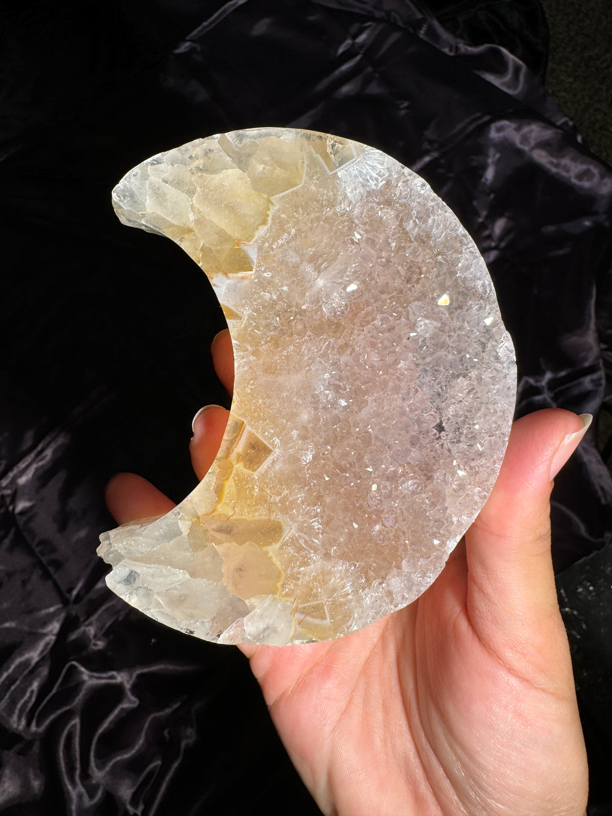 Quartzy Agate Moon Carving