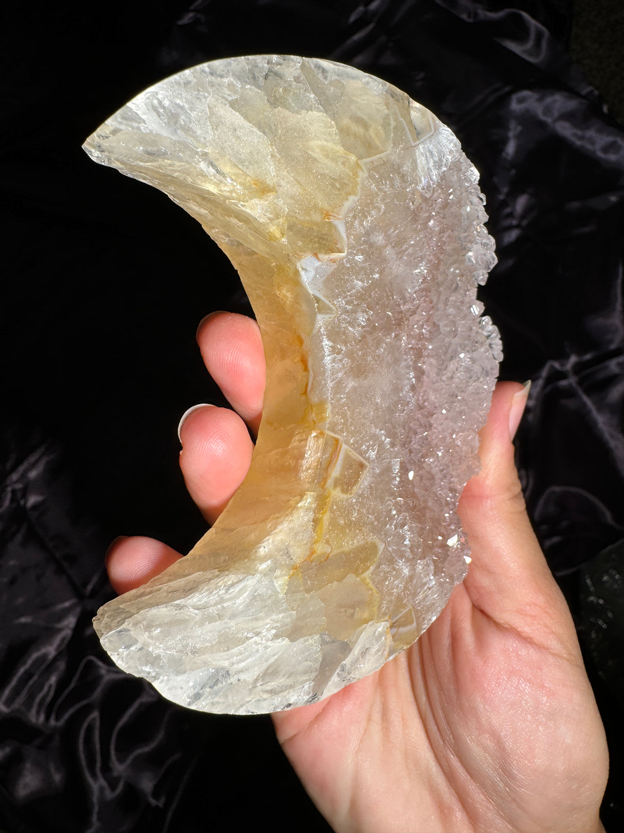 Quartzy Agate Moon Carving