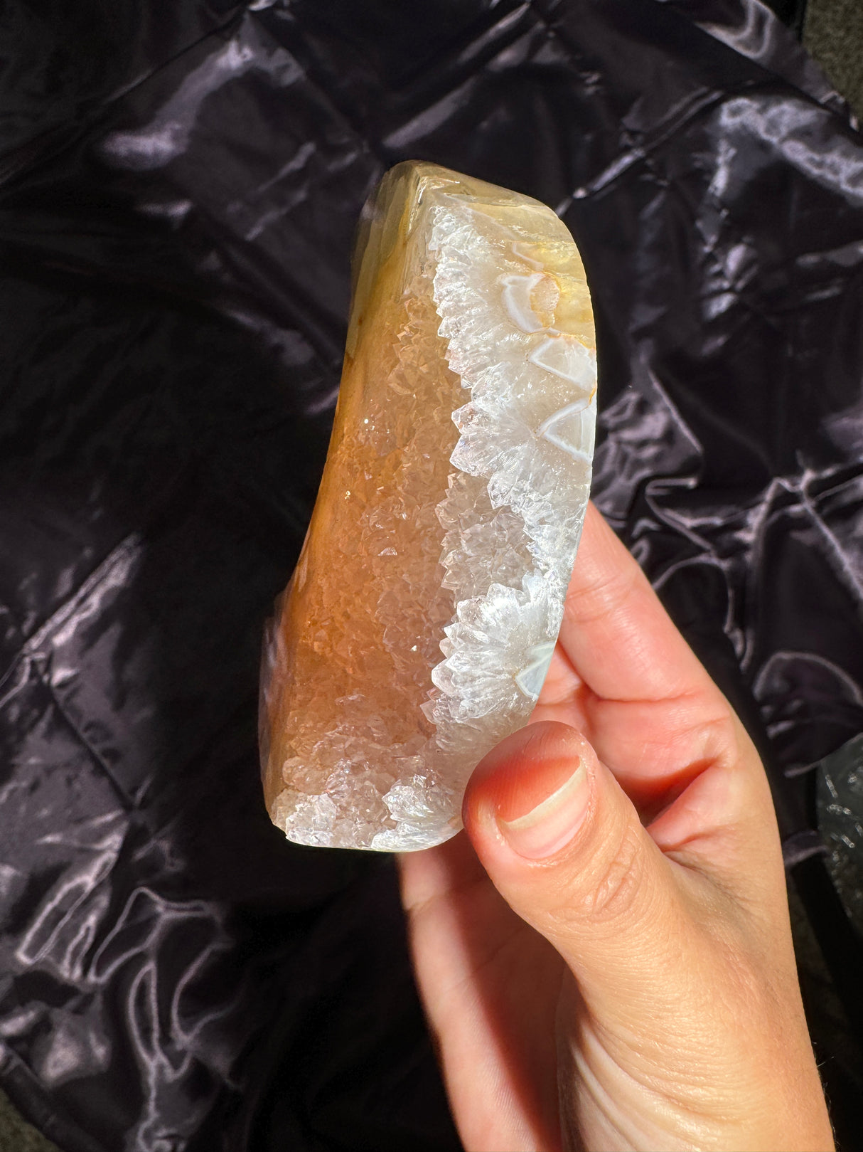 Quartzy Agate Moon Carving