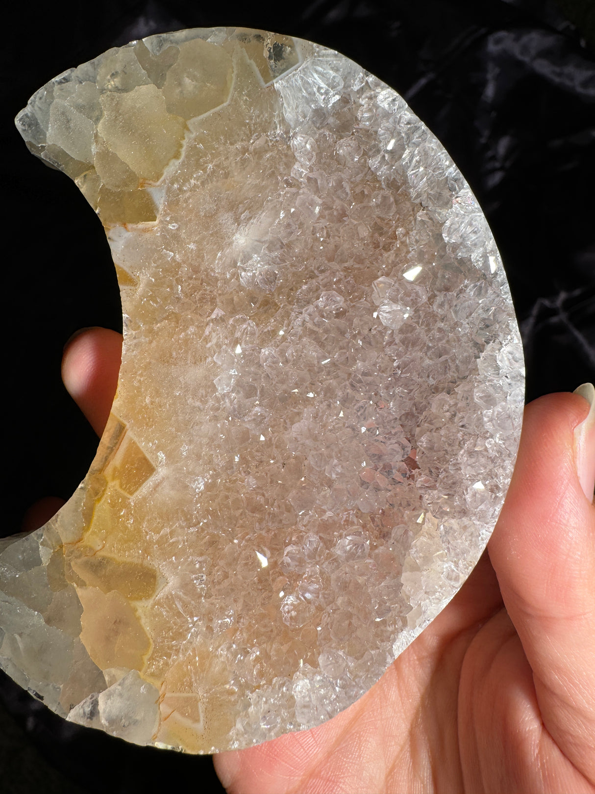 Quartzy Agate Moon Carving