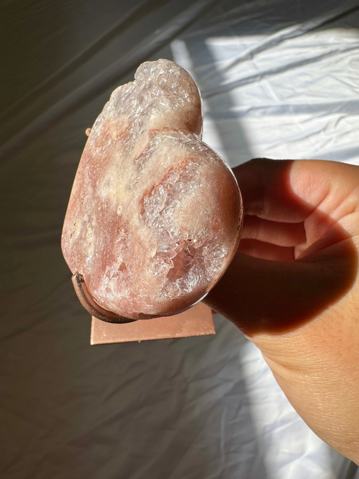 Pink Amethyst Heart on Rose Gold Stand