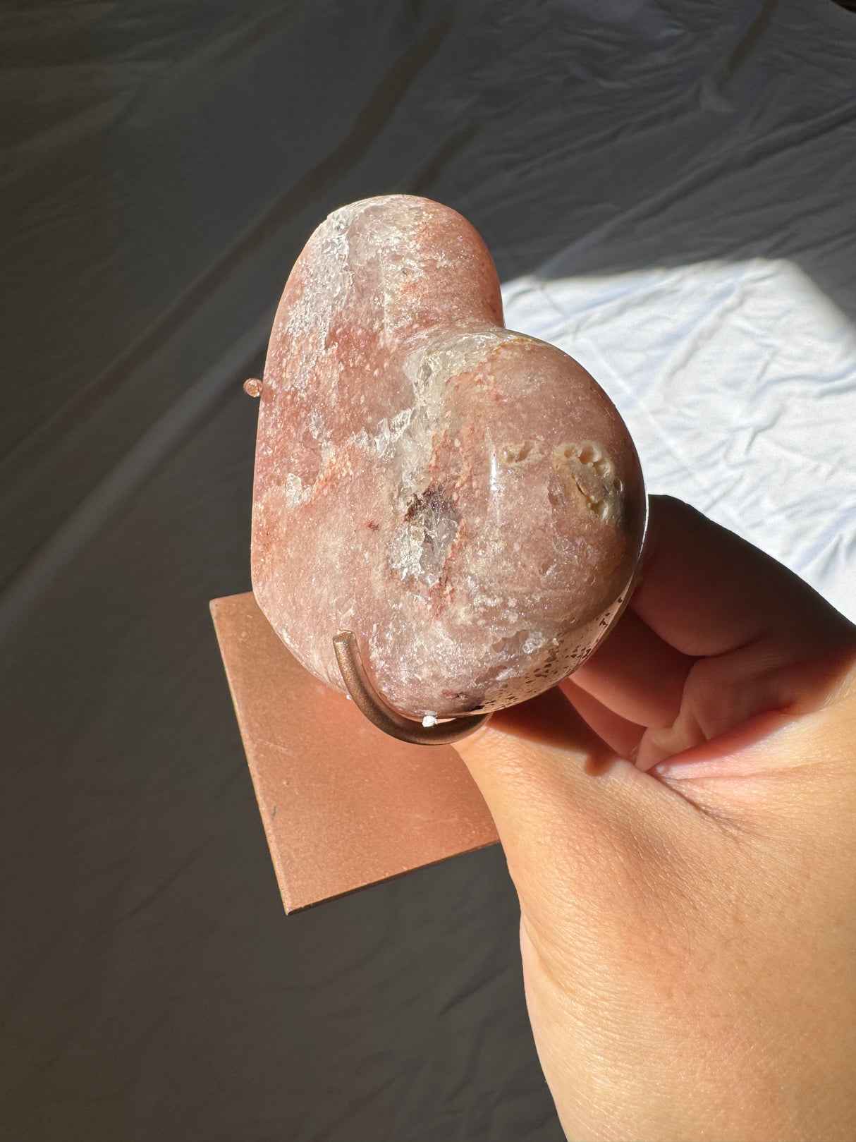 Pink Amethyst Heart on Rose Gold Stand