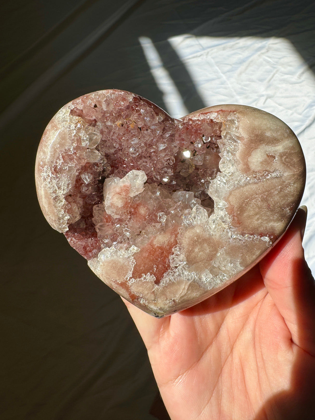 Pink Amethyst Heart on Rose Gold Stand