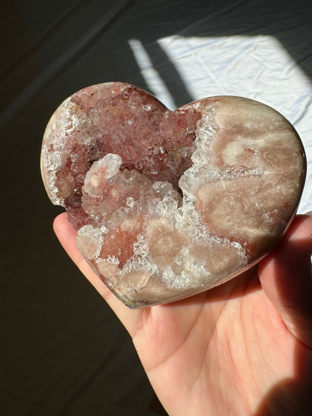 Pink Amethyst Heart on Rose Gold Stand