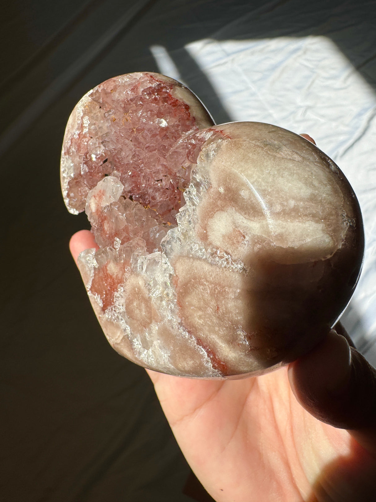 Pink Amethyst Heart on Rose Gold Stand