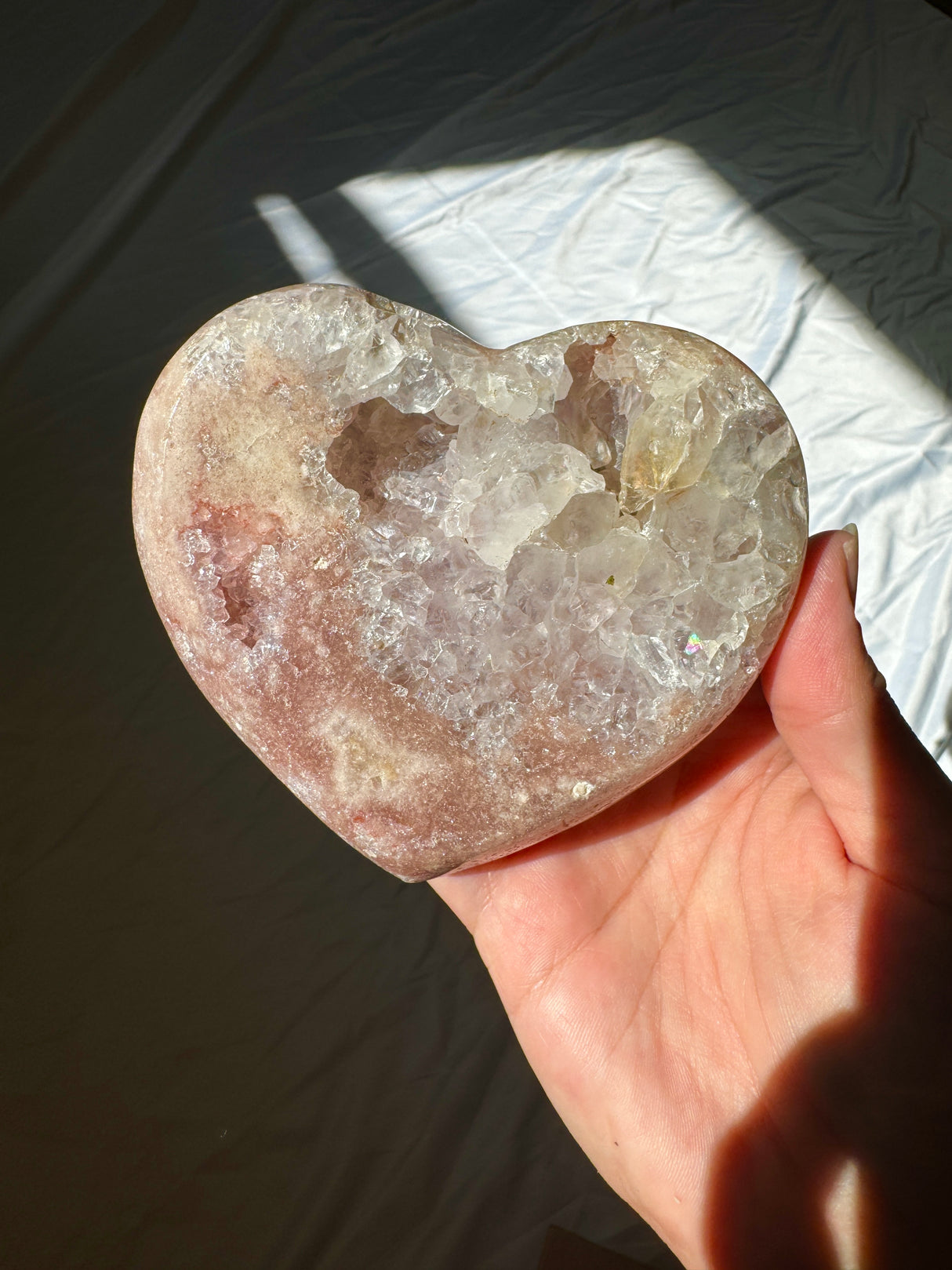 Pink Amethyst Heart on Rose Gold Stand