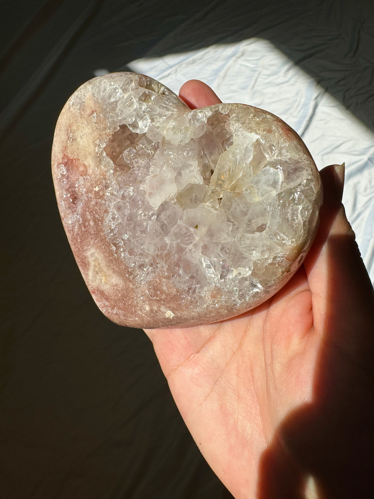 Pink Amethyst Heart on Rose Gold Stand