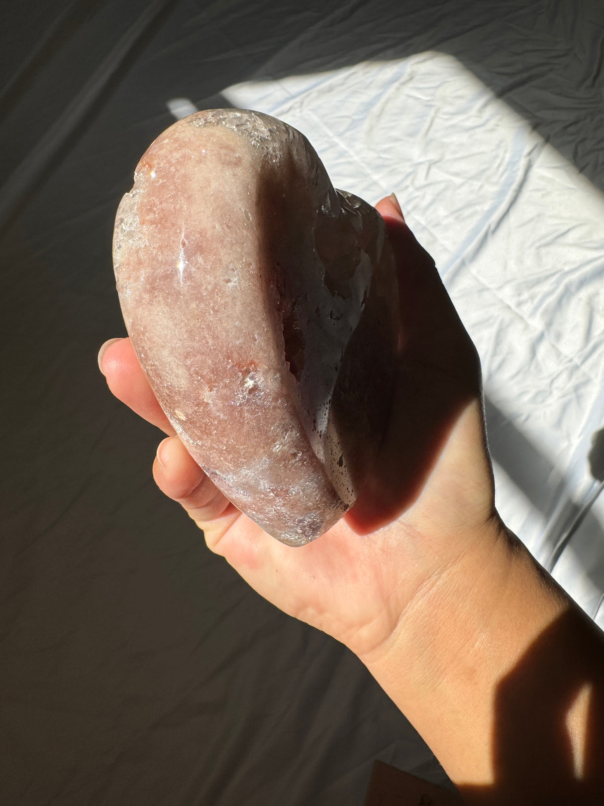 Pink Amethyst Heart on Rose Gold Stand