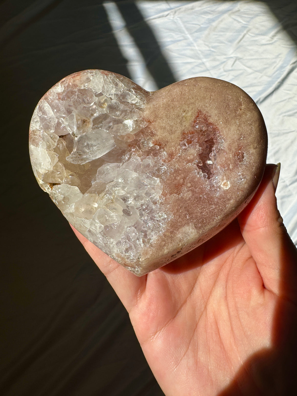 Pink Amethyst Heart on Rose Gold Stand