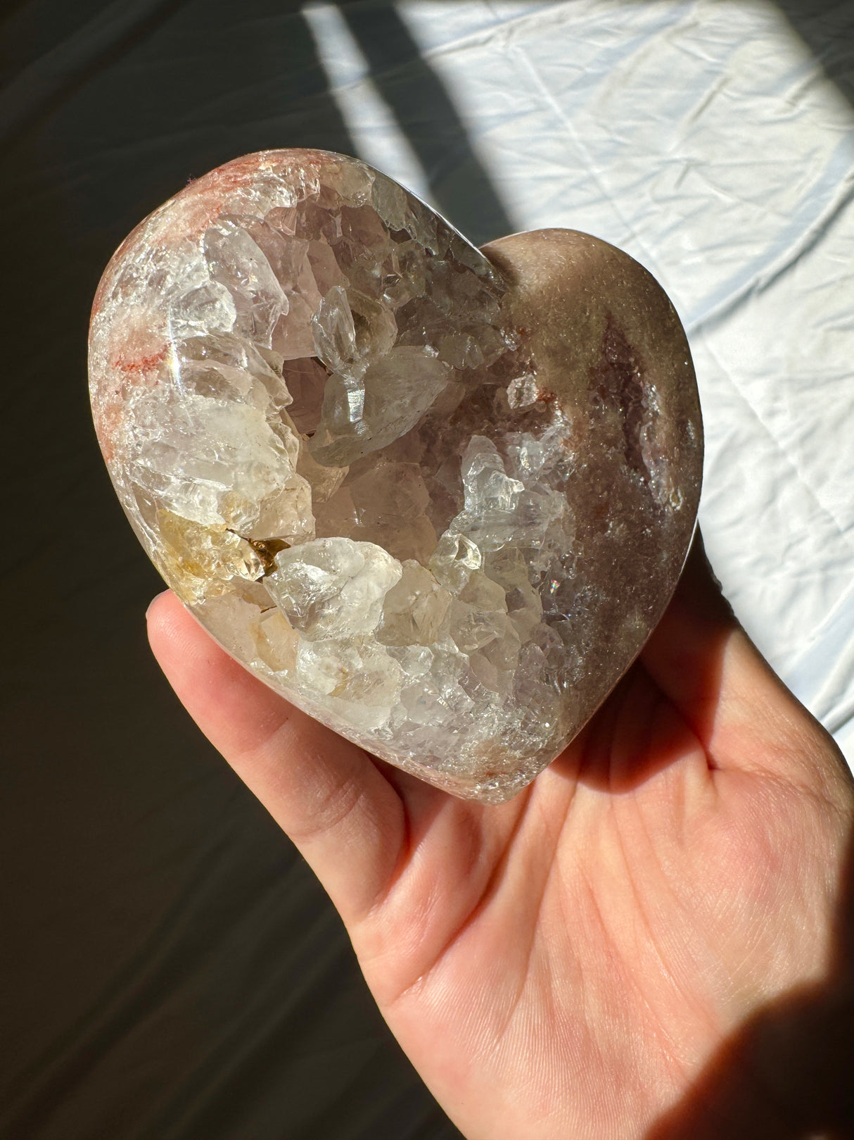 Pink Amethyst Heart on Rose Gold Stand