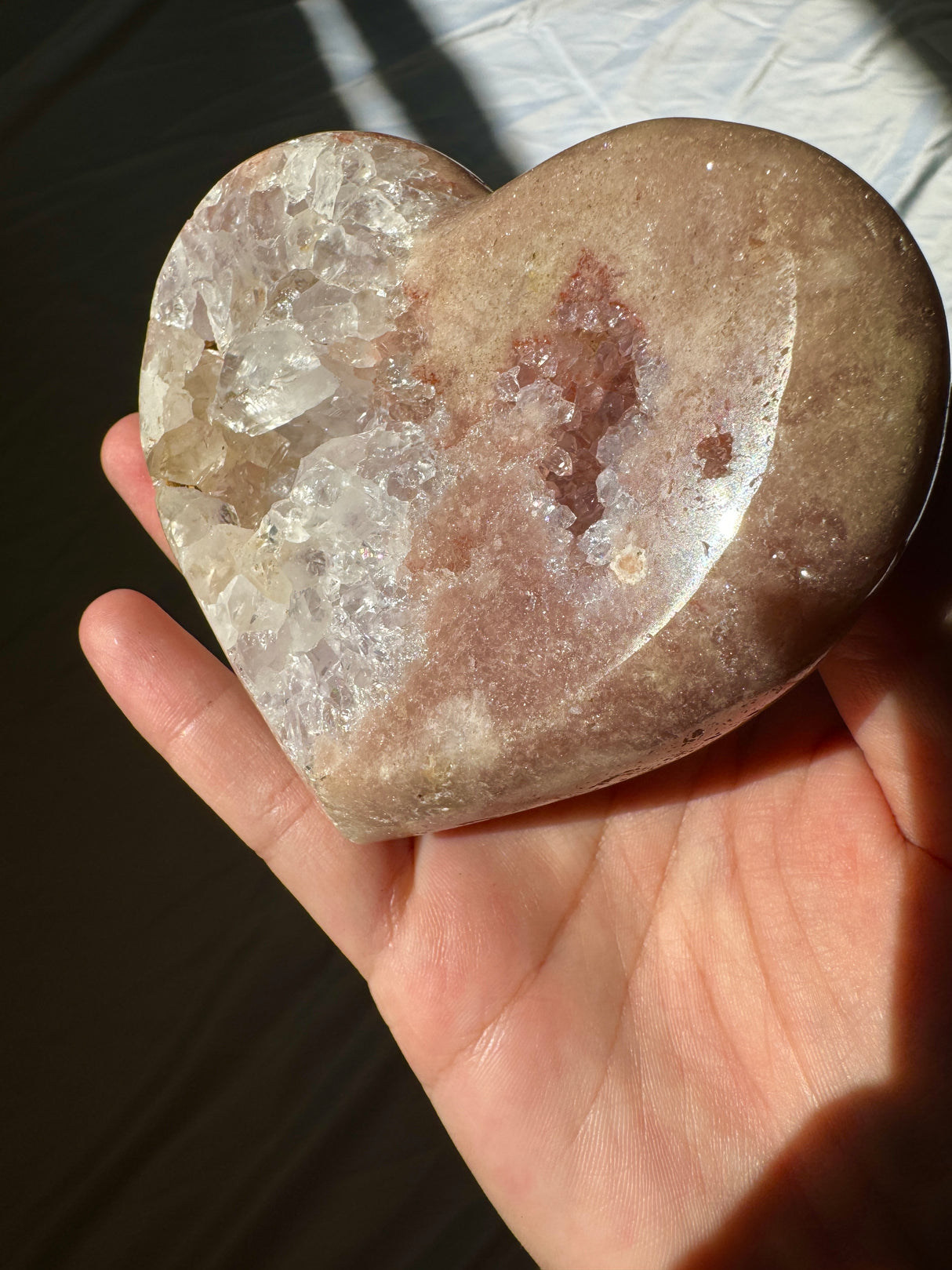 Pink Amethyst Heart on Rose Gold Stand