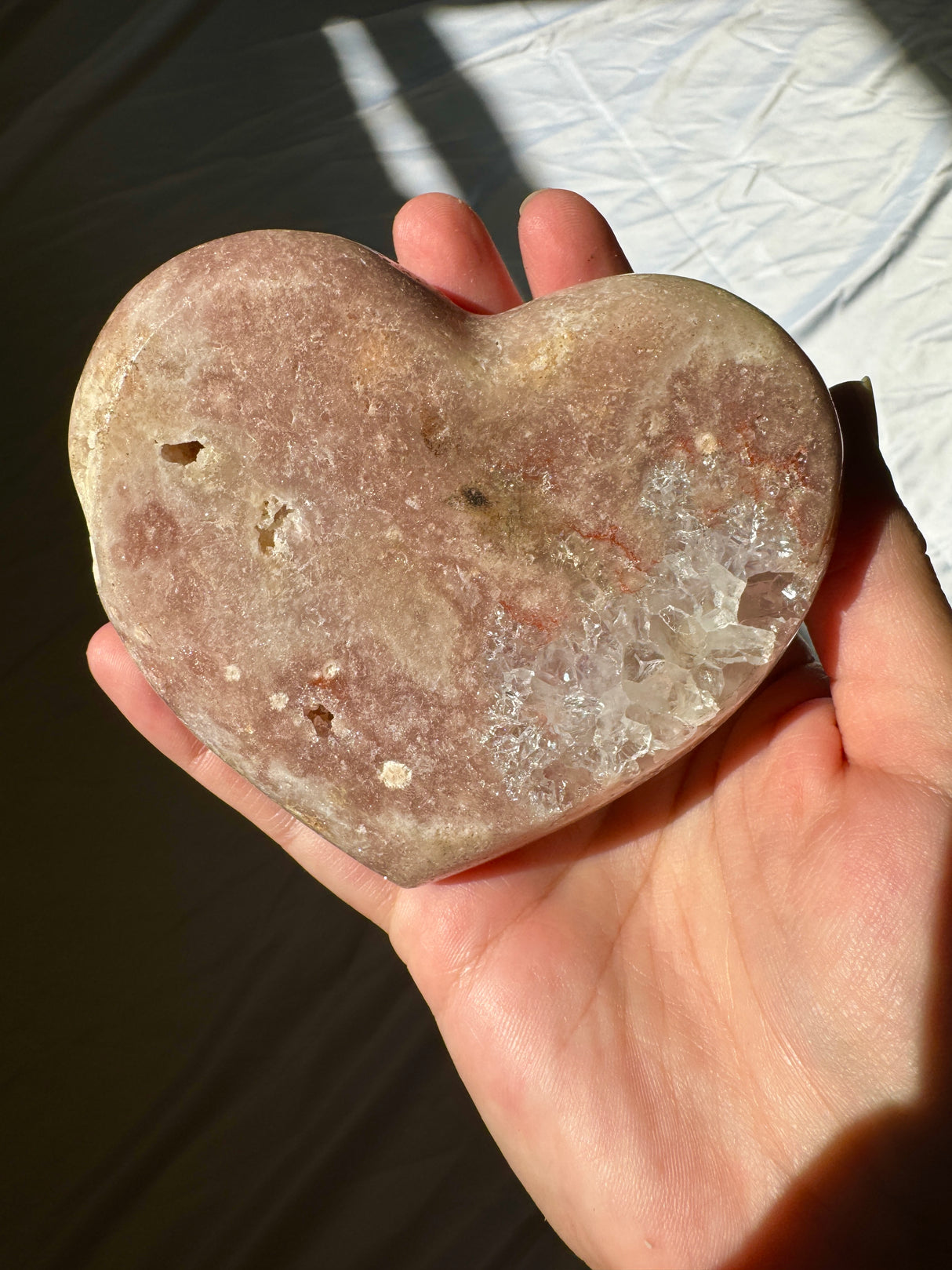 Pink Amethyst Heart on Rose Gold Stand