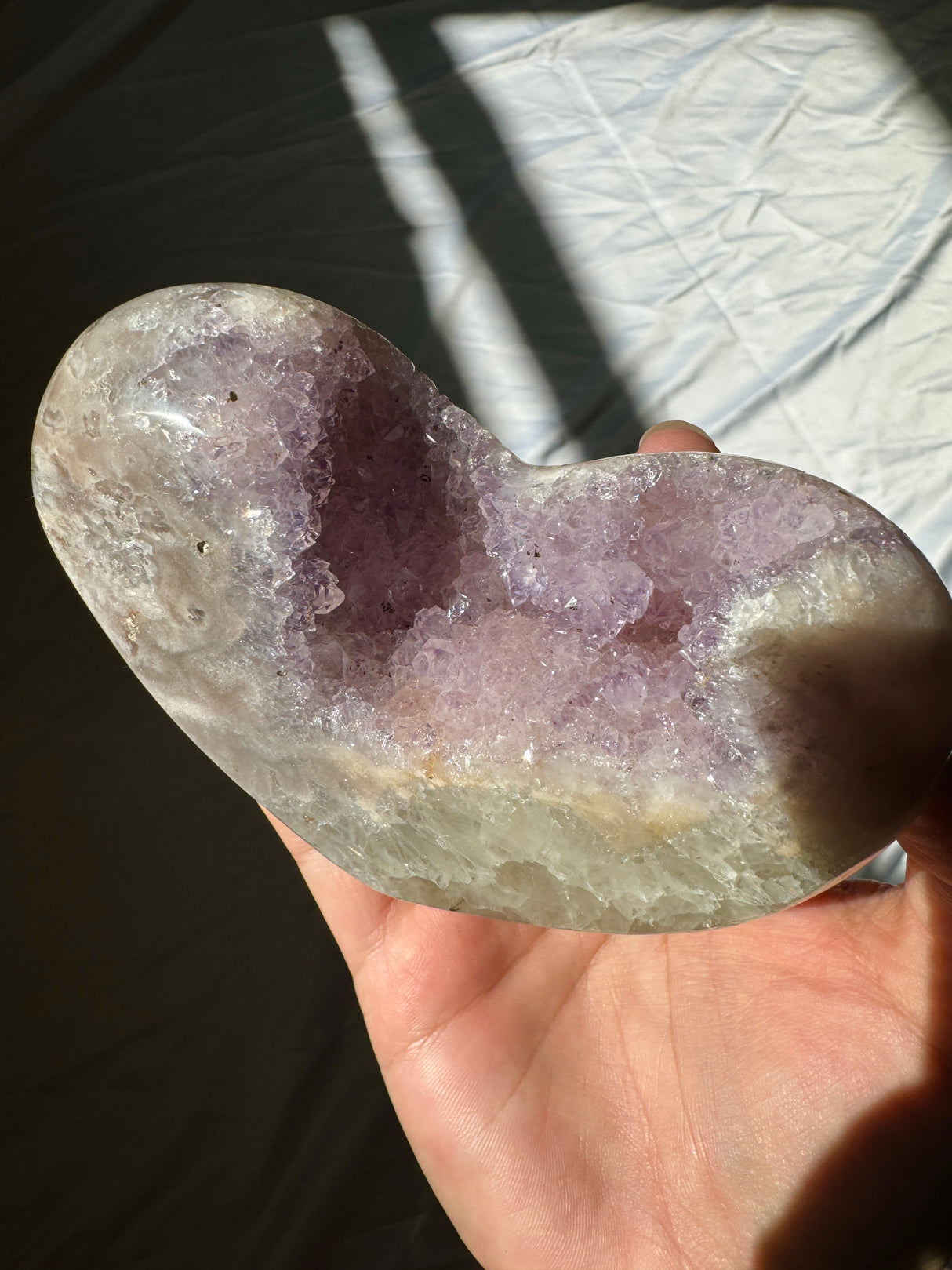 Lavender Pink Amethyst Heart on Rose Gold Stand