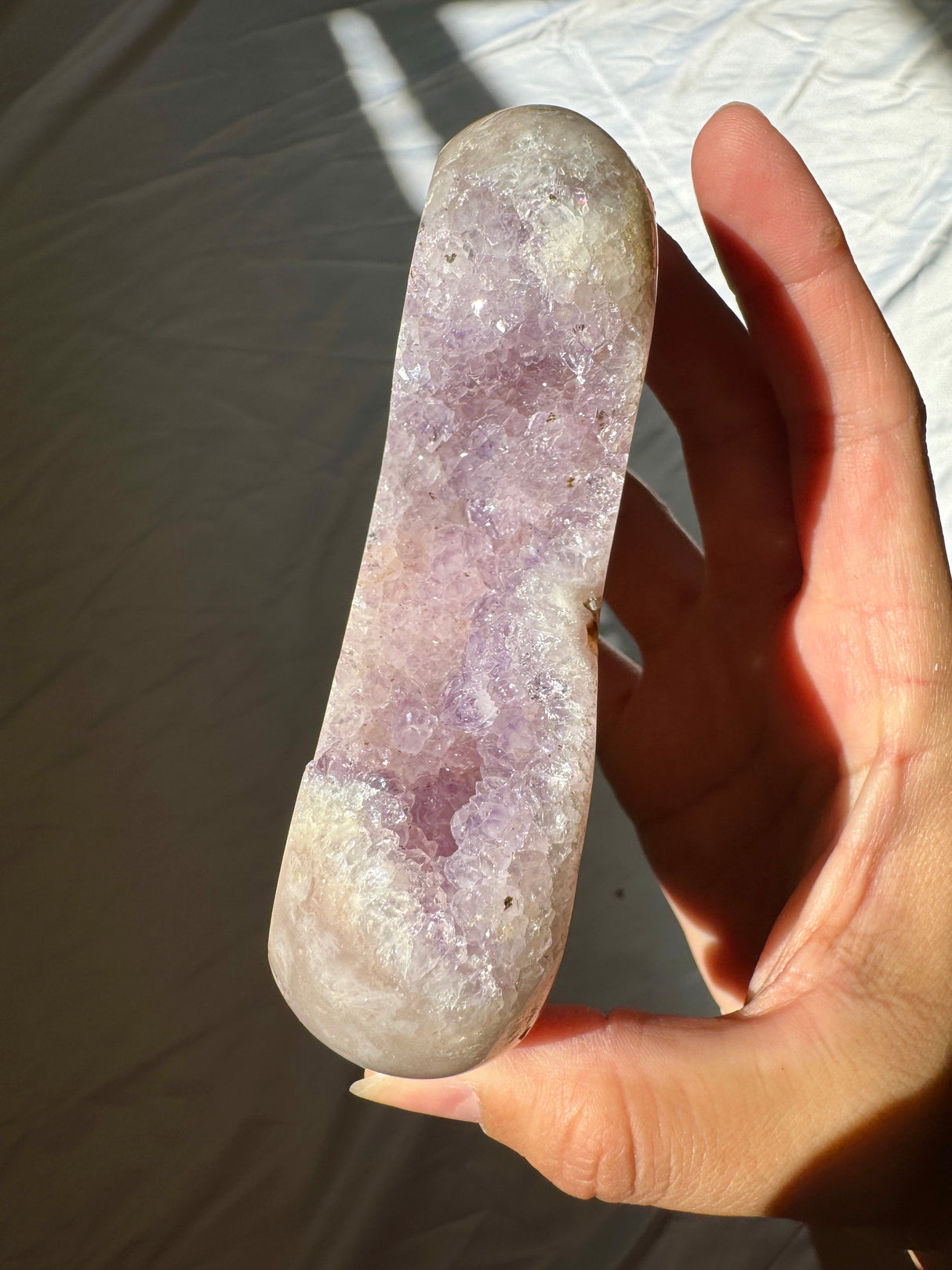 Lavender Pink Amethyst Heart on Rose Gold Stand