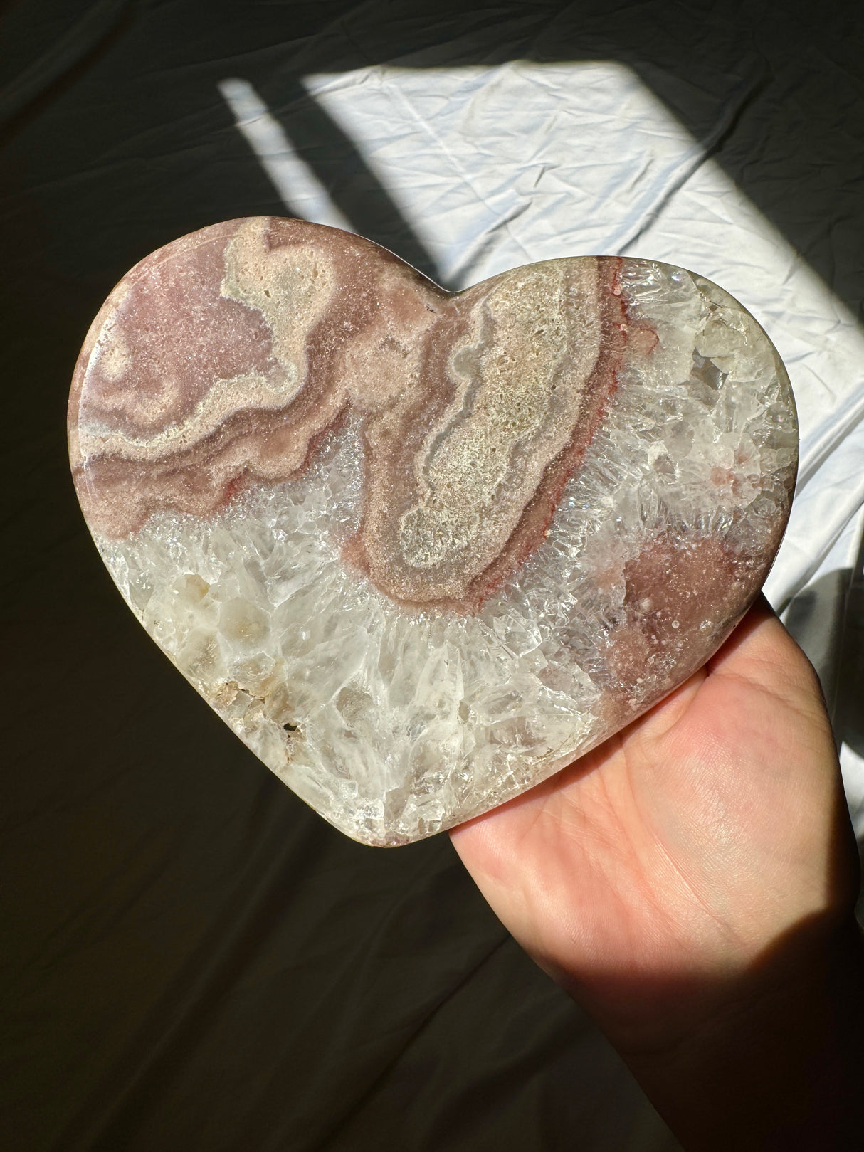 Pink Amethyst Heart on Rose Gold Stand