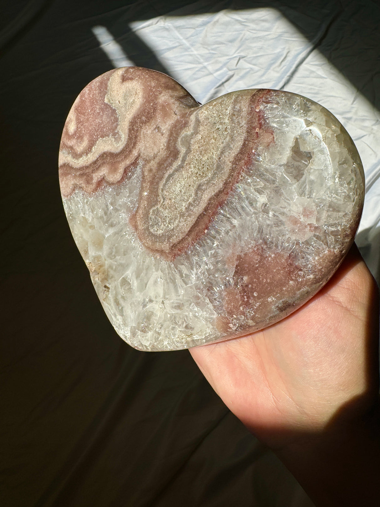 Pink Amethyst Heart on Rose Gold Stand