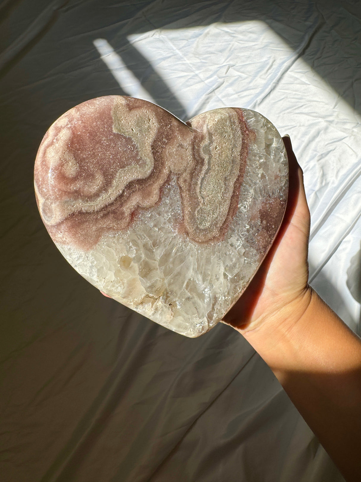 Pink Amethyst Heart on Rose Gold Stand