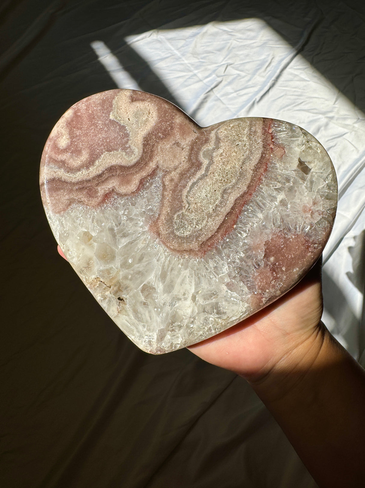 Pink Amethyst Heart on Rose Gold Stand