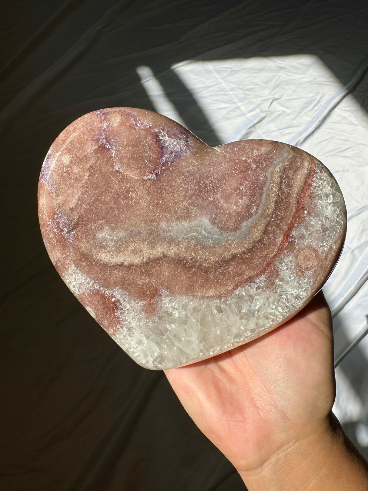 Pink Amethyst Heart on Rose Gold Stand