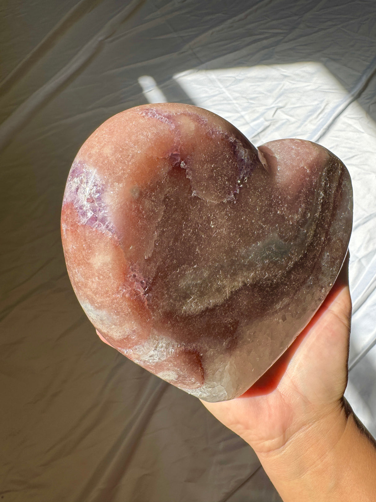 Pink Amethyst Heart on Rose Gold Stand